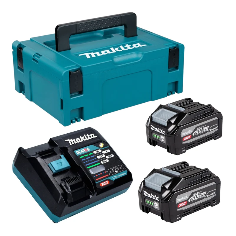 Makita Power Source Kit 2x BL 4040 F Akku 40 V max. 4,0 Ah XGT ( 2x 1910N6-8 ) + DC 40 RA Ladegerät ( 191E07-8 ) + Makpac