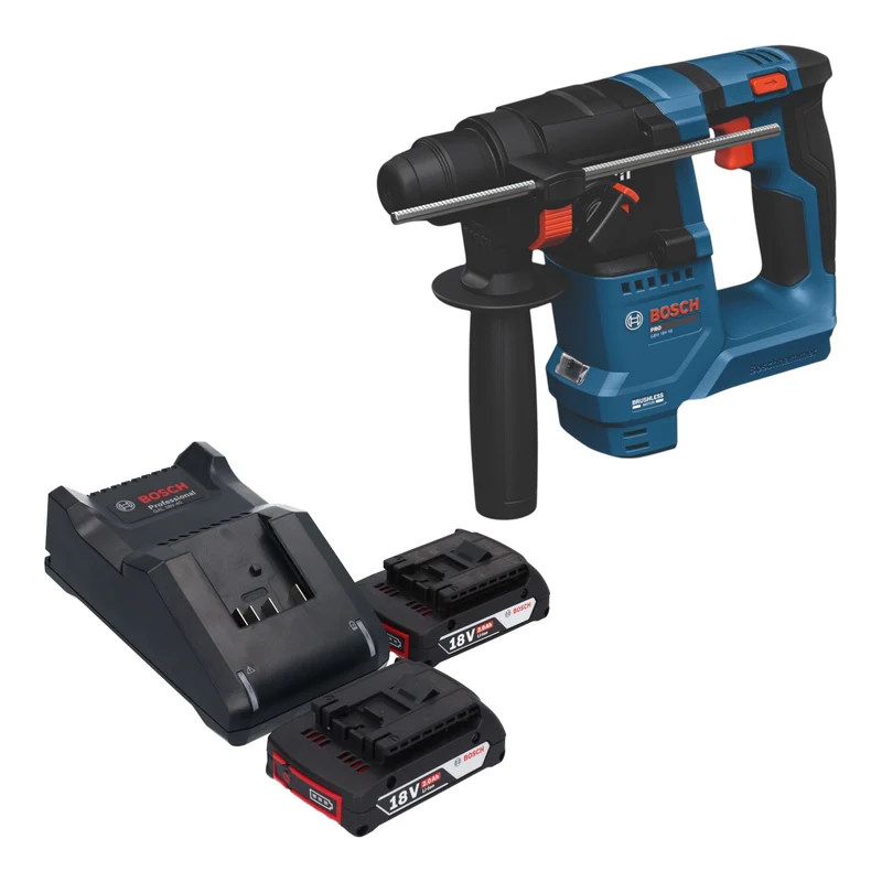 Bosch GBH 18V-18 Professional Akku Bohrhammer 18 V 1,5 J SDS plus Brushless + 2x Akku 2,0 Ah + Ladegerät