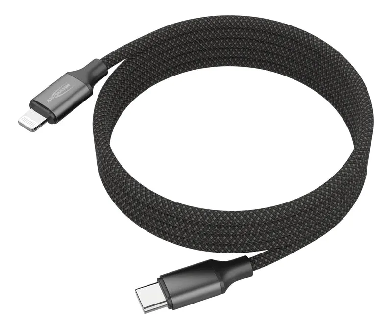 ANSMANN Magnetisches Ladekabel – USB-C auf Lightning, 120 cm