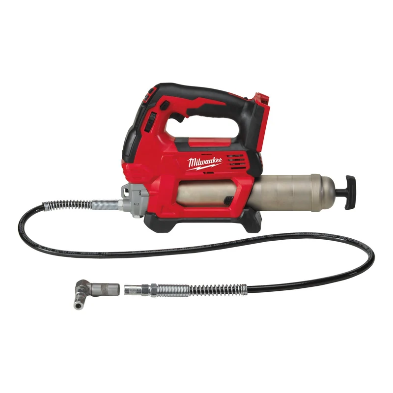 Milwaukee M18 GG-0 Akku-Fettpresse (Betriebsdruck max.: 690 bar, bis 7 Kartuschen pro Akku, 3-Wege-Befüllung: Direktbefüllung, Gebinde, Kartuschen, ohne Akku)