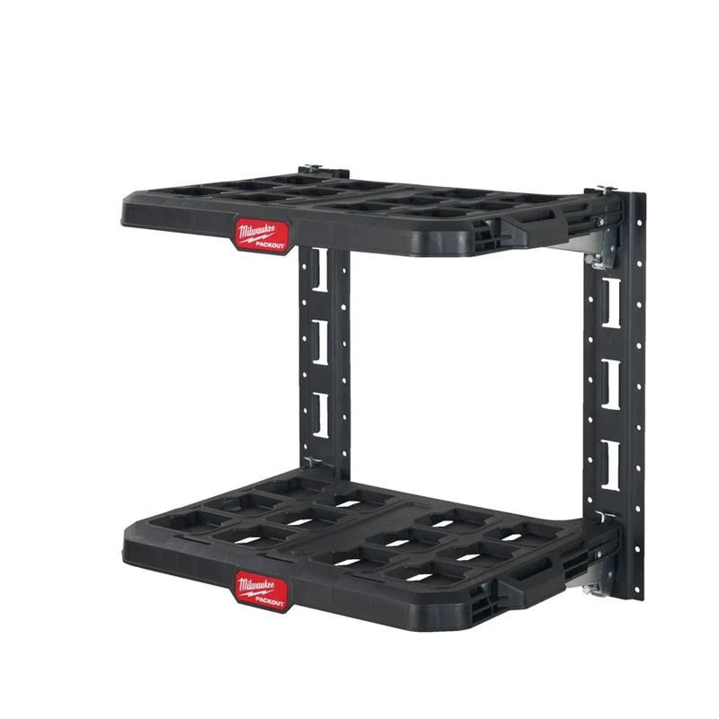 Milwaukee 2 Wandhalterungen, 2 Grundplatten PACKOUT Schienensystem-Set zur Wandmontage