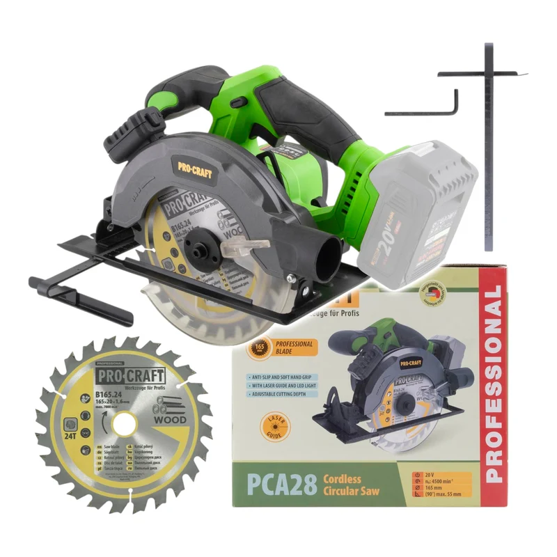 Procraft PCA28bb Akku Handkreissäge 20 V 165 mm Brushless Solo - ohne Akku, ohne Ladegerät