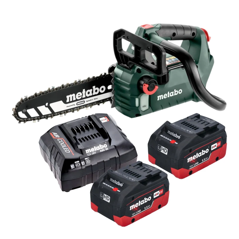 Metabo MS 18 LTX BL 25 Akku Kettensäge 18 V 25 cm Brushless + 2x LiHD Akku 5,5 Ah + Ladegerät