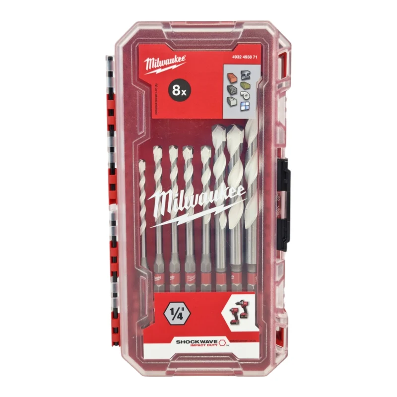 Milwaukee SHOCKWAVE MULTI MATERIAL Bohrer Set 8 tlg. 4 - 12 mm ( 4932493871 )