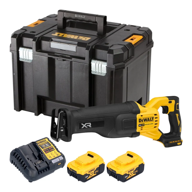 DeWalt DCS 386 P2T Akku Säbelsäge 18 V Brushless + 2x Akku 5,0 Ah + Ladegerät + TSTAK