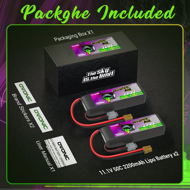 Ovonic Rebel 2.0 3S 11,1V 2200mAh 50C LiPo mit XT60-Stecker (2 St. )