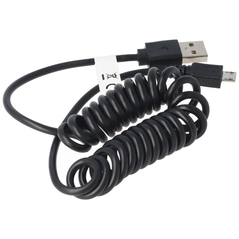 AccuCell micro-USB Spiral-Anschlusskabel USB-A Stecker auf micro-USB Stecker