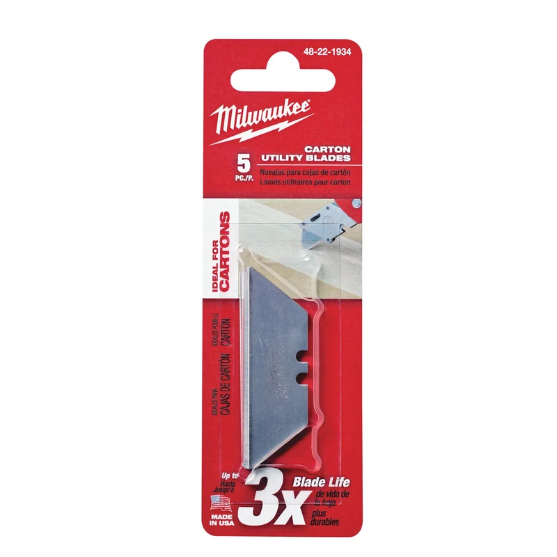 Milwaukee Trapezklinge gerundet 62 x 19 mm (5er-Pack, Micro Carbide Stahl, Geschliffene Schnittkante für saubere Schnitte)