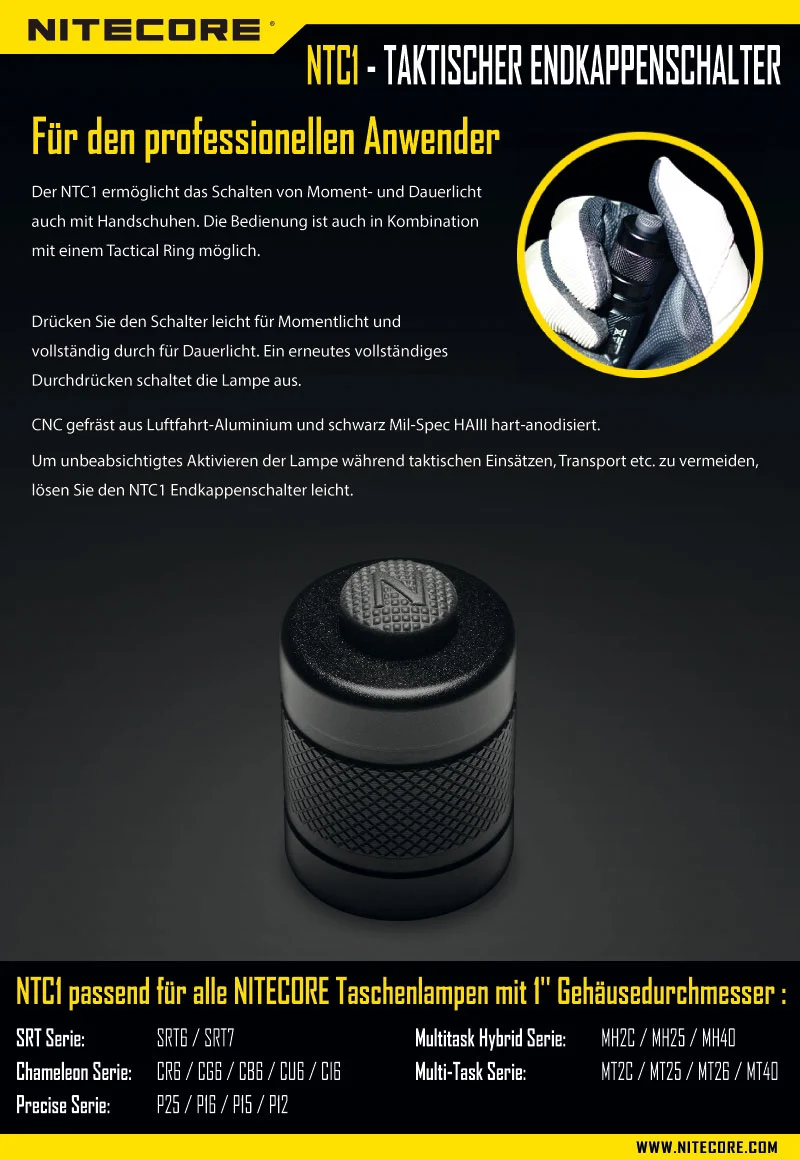Nitecore NTC1 - taktischer Endkappenschalter
