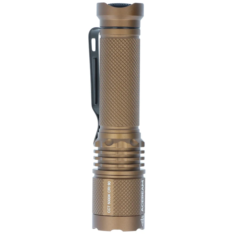 AceBeam TAC AA LED-Taschenlampe mit bis zu 750 Lumen, 5.000K, braun, inklusive 14500 Li-Ion Akku mit USB-C Ladeanschluss