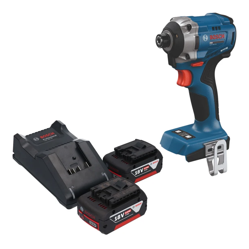 Bosch GDR 18V-215 Professional Akku Drehschlagschrauber 18 V 215 Nm 1/4" Brushless + 2x Akku 5,0 Ah + Ladegerät