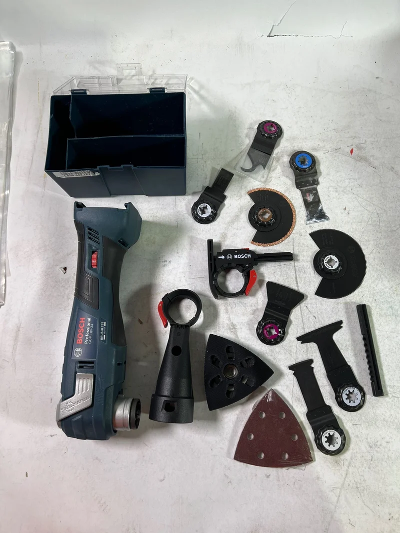 Bosch GOP 18V-34 Professional Akku Multi Cutter 18 V Starlock Plus ( 06018G2002 ) + 17 tlg. Zubehör + L-Boxx - ohne Akku, ohne Ladegerät - Reparaturgerät