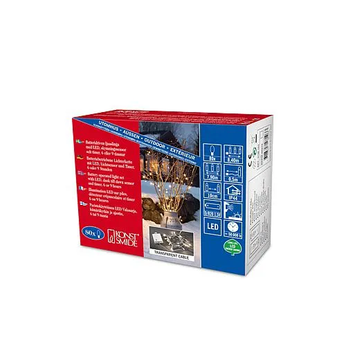 Konstsmide LED Lichterkett.trans.80 ww LED 3728-103 Timer, Batteriebetrieb