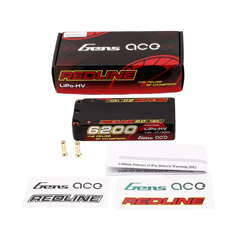 Gens Ace Redline 2.0 Serie 6200mAh 2S1P 7,6V 140C HV LiPo-Akkupack mit Hartschalenkoffer 132#