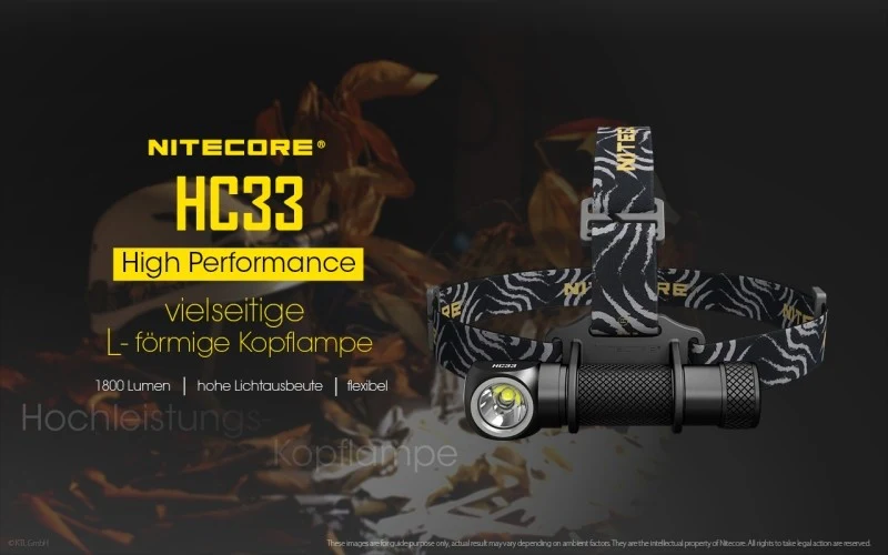 Nitecore HC33 LED Kopflampe, Stirnlampe CREE XHP35 HD LED 1800 Lumen