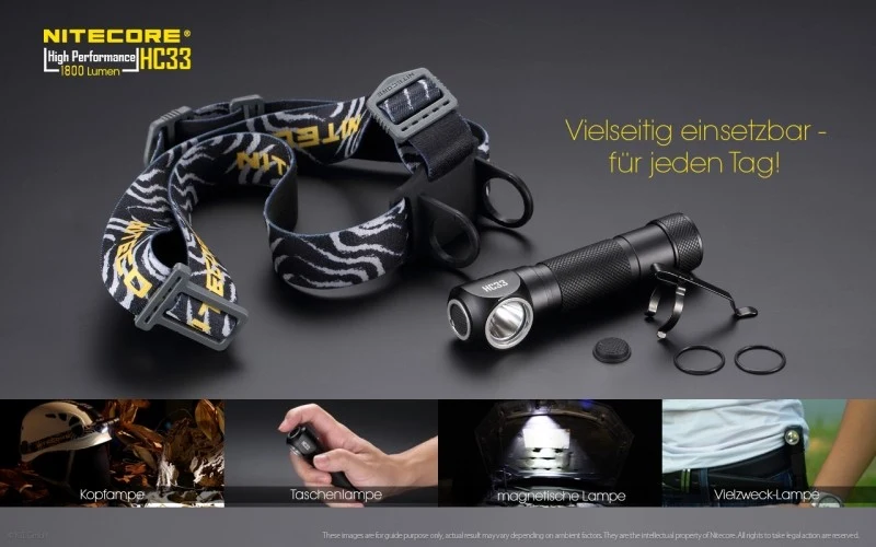 Nitecore HC33 LED Kopflampe, Stirnlampe CREE XHP35 HD LED 1800 Lumen
