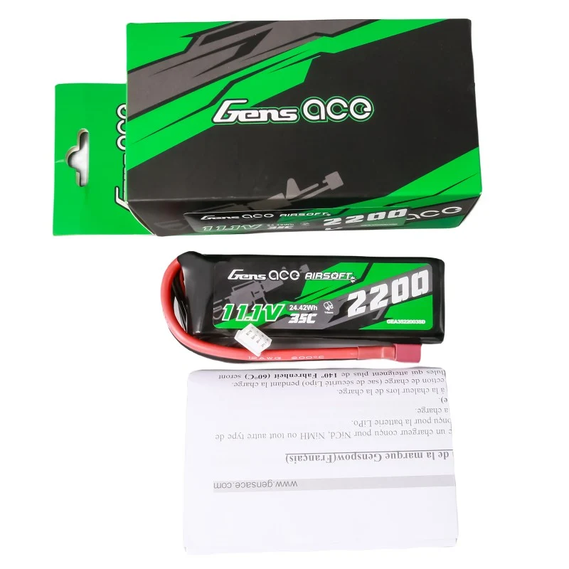 Gens Ace 35C 2200 mAh 3S1P 11,1 V Airsoft Lipo Akku mit T-Stecker