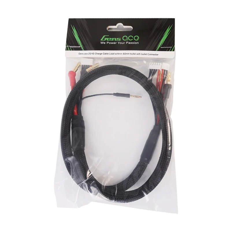 Gens Ace 2S/4S-Ladekabel: 4 mm und 5 mm Rundstecker mit 4,0 mm Rundstecker, 650 mm
