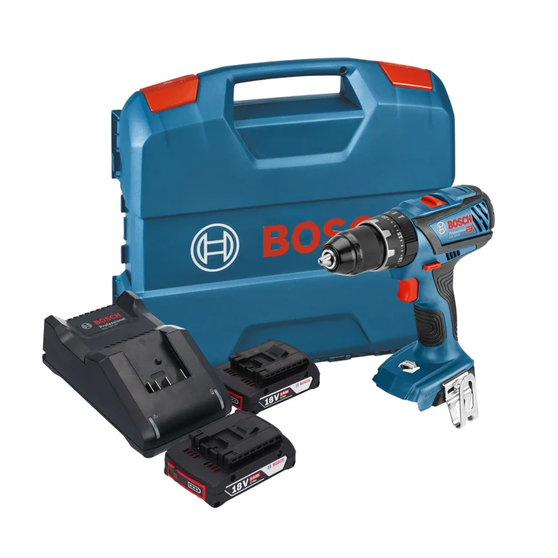 Bosch GSB 18V-28 Professional Akku Schlagbohrschrauber 18 V 63 Nm + 2x Akku 2,0 Ah + Ladegerät + L-Case
