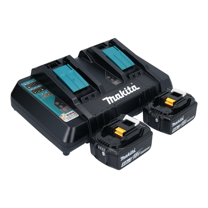 Makita DLM 466 PT2 Akku Rasenmäher 36 V ( 2x 18 V ) 46 cm Brushless + 2x Akku 5,0 Ah + Ladegerät