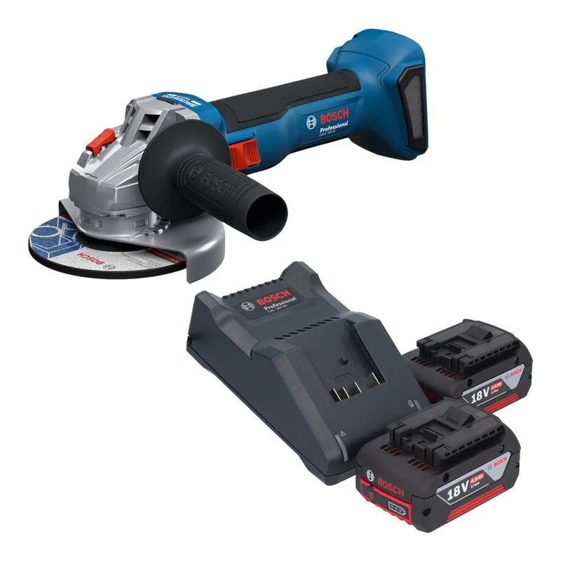 Bosch GWS 18V-8 Professional Akku Winkelschleifer 18 V 125 mm Brushless + 2x Akku 4,0 Ah + Ladegerät