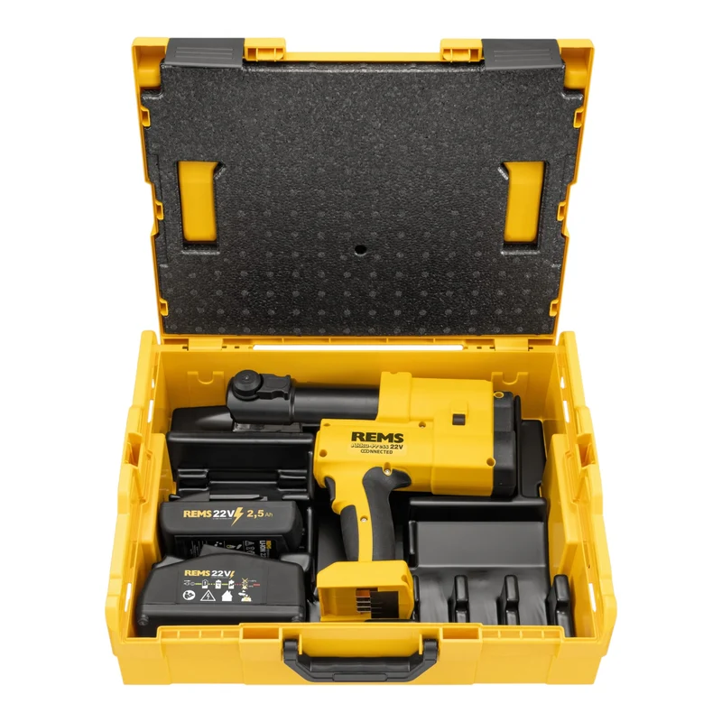 REMS 22V Connected Basic-Pack Akku Radialpresse 22 V 32 kN ( 576015 R220 ) Brushless + 1x Akku 2,5 Ah + Ladegerät + L-Boxx