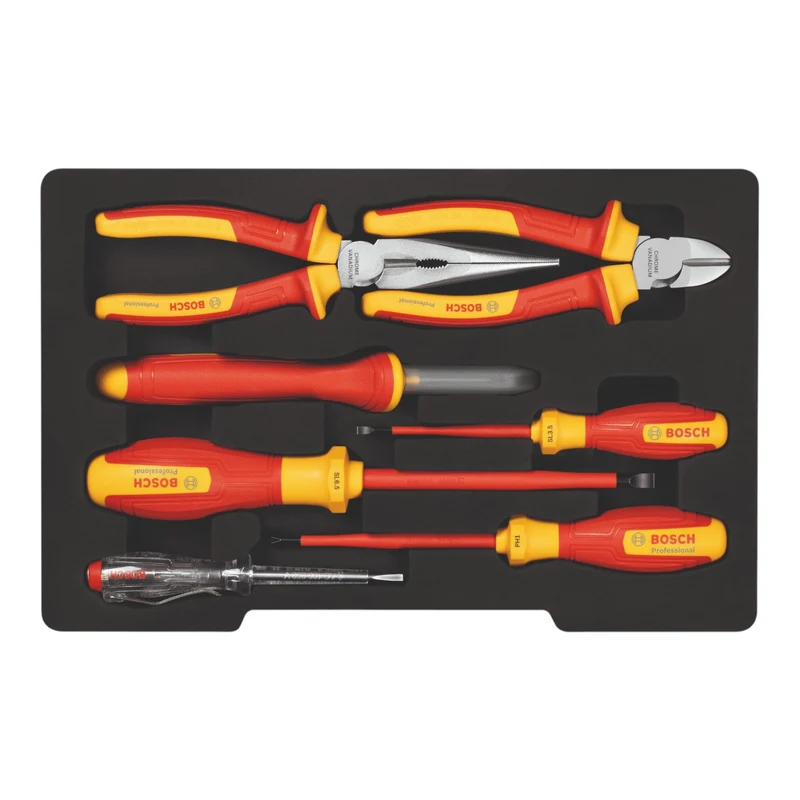 Bosch VDE Handwerkzeug Set 7 tlg. ( 1600A02NG3 ) Schraubendreher / Seitenschneider / Zange