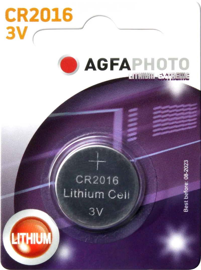 Agfaphoto Batterie Lithium, Knopfzelle, CR2016, 3V Extreme, Retail Blister (1-Pack)