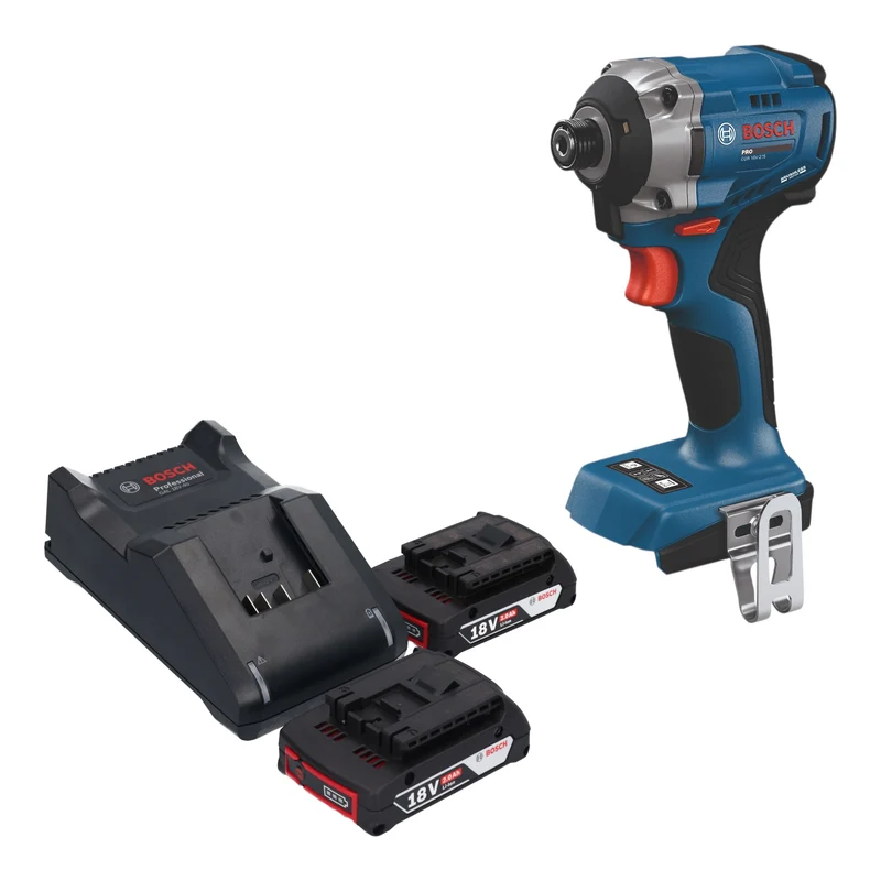 Bosch GDR 18V-215 Professional Akku Drehschlagschrauber 18 V 215 Nm 1/4" Brushless + 2x Akku 2,0 Ah + Ladegerät