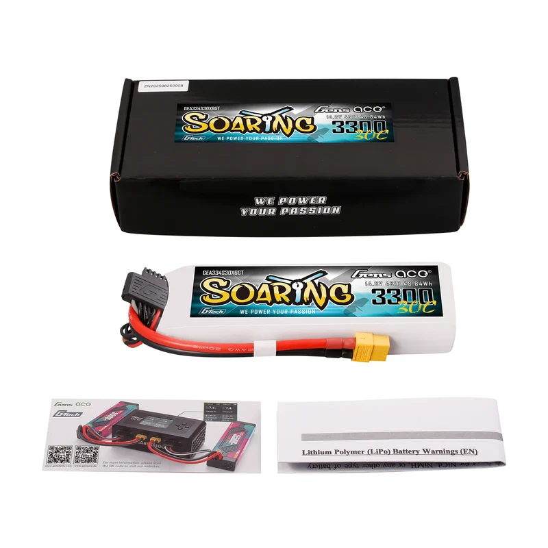 Gens Ace Soaring 3300mAh 4S 14,8V 30C G-Tech Lipo-Akku mit XT60-Stecker