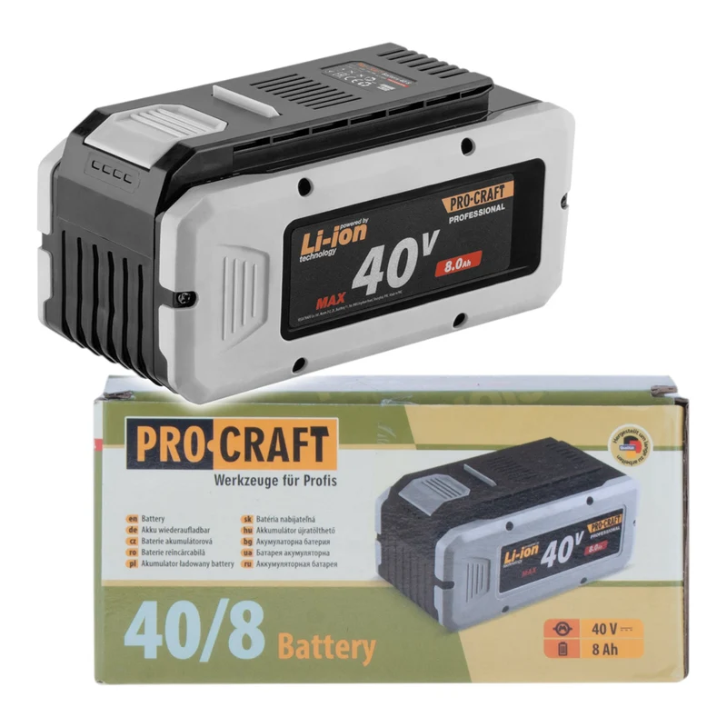 Procraft 40/8 Akku 40 V 8,0 Ah / 8000 mAh Li-Ion mit Ladestandsanzeige