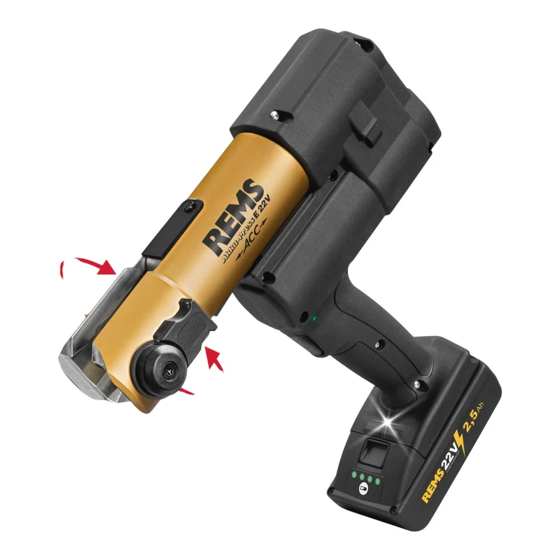 REMS E 22 V ACC Gold Basic Pack Akku Radialpresse 22 V 32 kN ( 576X17 RG220 ) + 1x Akku 2,5 Ah + 1x Ladegerät + Hoodie + L-Boxx