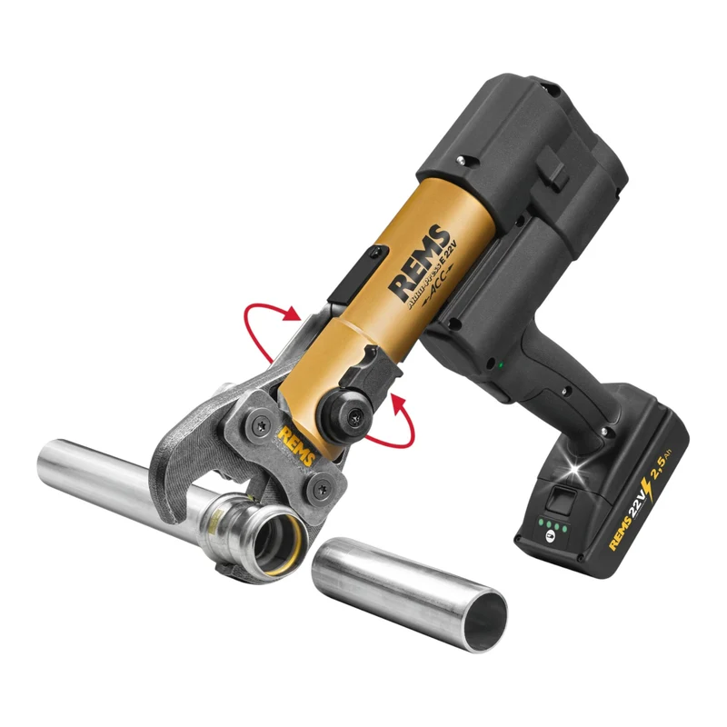 REMS E 22 V ACC Gold Basic Pack Akku Radialpresse 22 V 32 kN ( 576X17 RG220 ) + 1x Akku 2,5 Ah + 1x Ladegerät + Hoodie + L-Boxx