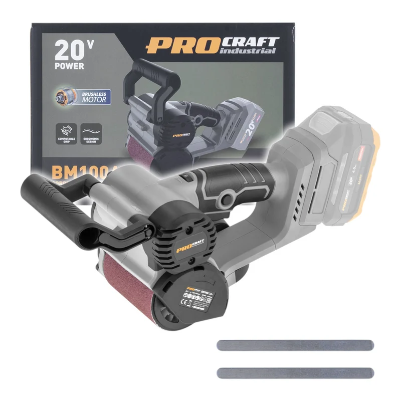 Procraft Industrial BM100A bb Akku Walzenschleifer 20 V 80 x 100 mm Brushless Solo - ohne Akku, ohne Ladegerät