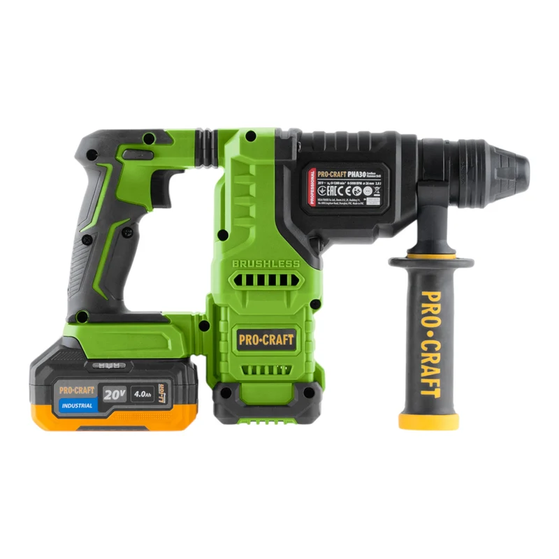 Procraft PHA30-1B Akku Bohrhammer 20 V 2,8 J SDS plus Brushless + 1x Akku 4,0 Ah + Ladegerät