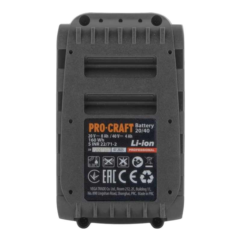 Procraft 20/40 Akku 20 / 40 V 8,0 / 4,0 Ah Li-Ion mit Ladestandanzeige