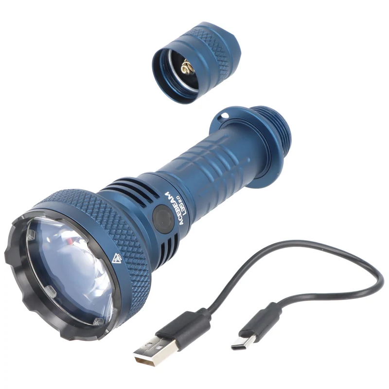 AceBeam L35 2.0 LED-Taschenlampe mit max. 5.000 Lumen und bis zu 650 Meter, blau, ohne Akku, mit Aufbewahrungstasche für Zubehör