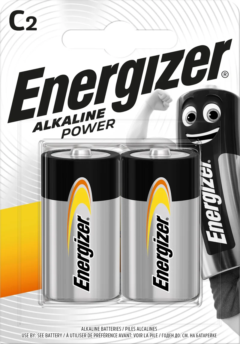 Energizer Batterie Alkaline, Baby, C, LR14, 1.5V Alkaline Power, Retail Blister (2-Pack)