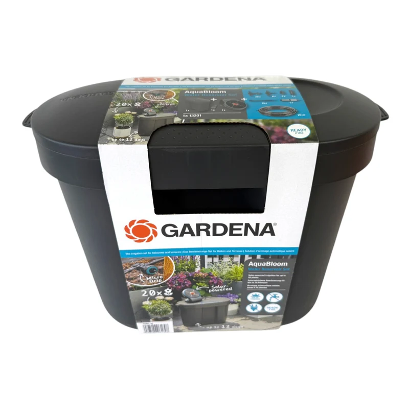 Gardena 13301-34 AquaBloom Solar Bewässerungsset mit Wassertank