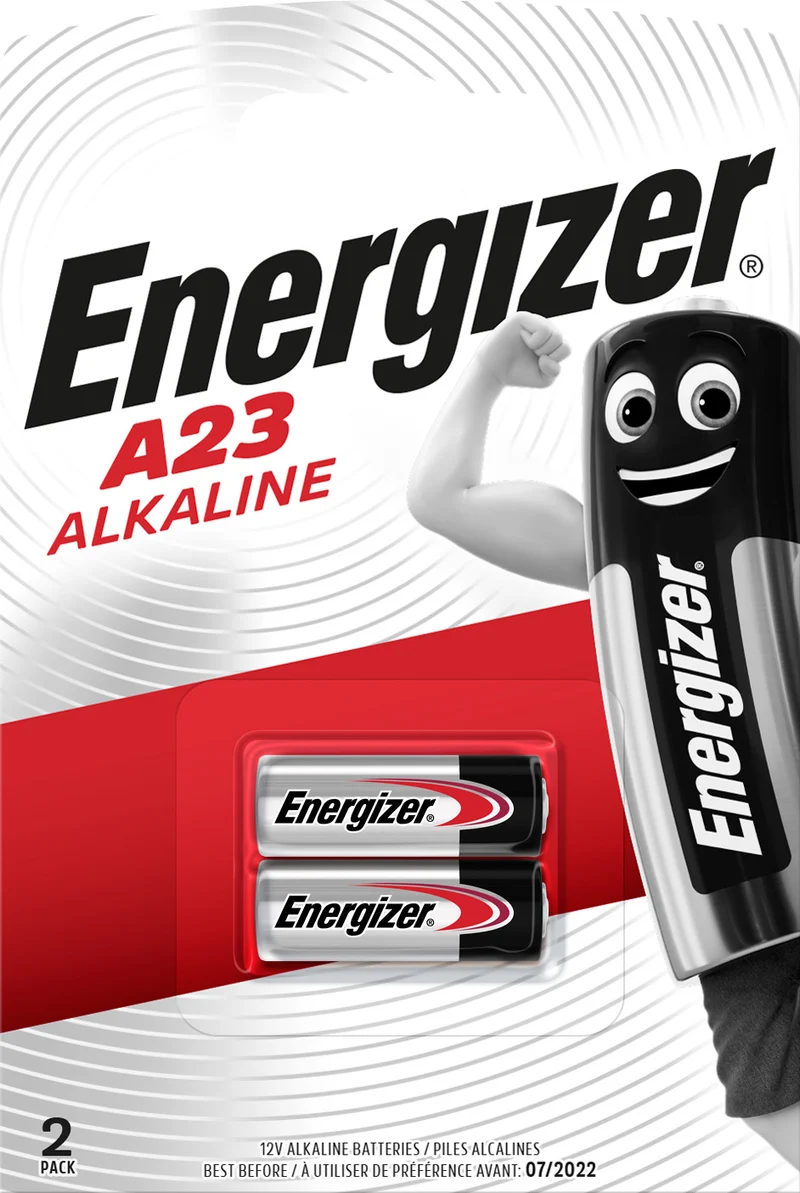 Energizer Batterie Alkaline, A23, MN21, V23GA, 12V Electronics, Retail Blister (2-Pack)