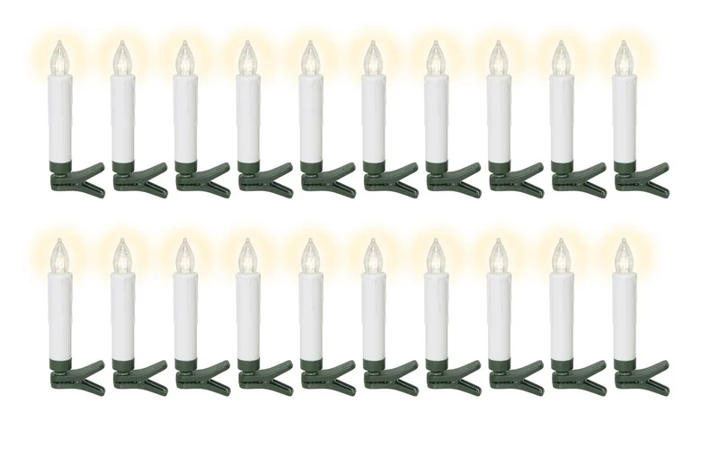 Goobay 20 kabellose LED-Weihnachtsbaumkerzen - mit Klemmen, Fernbedienung und Timerfunktion, dimmbar, warmweiß (2600 K)