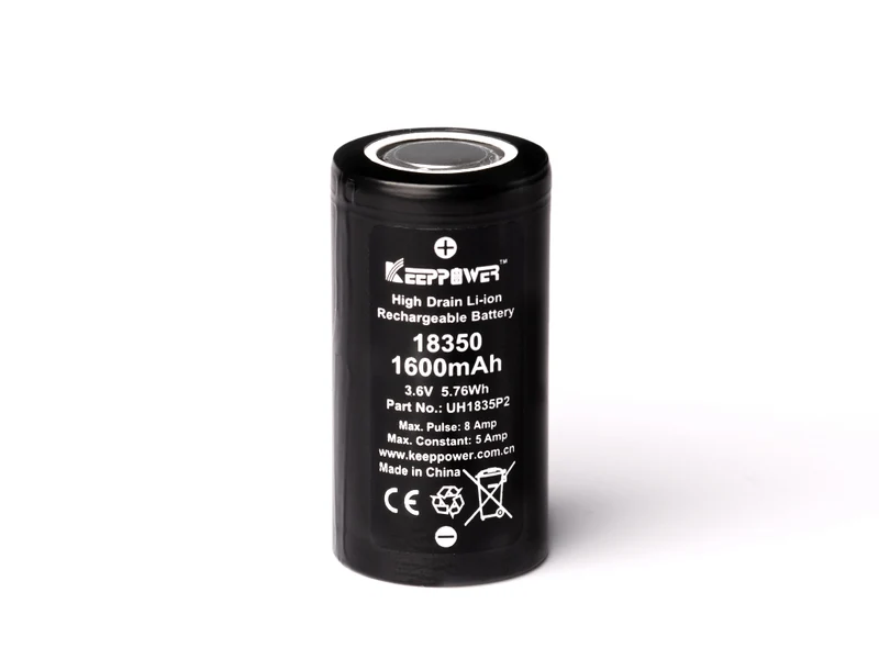 Keeppower, 18350, 1600mAh 3,6 Volt - 3,7 Volt Lithium-Ionen-Akku Entladestrom konstant 5 Ampere