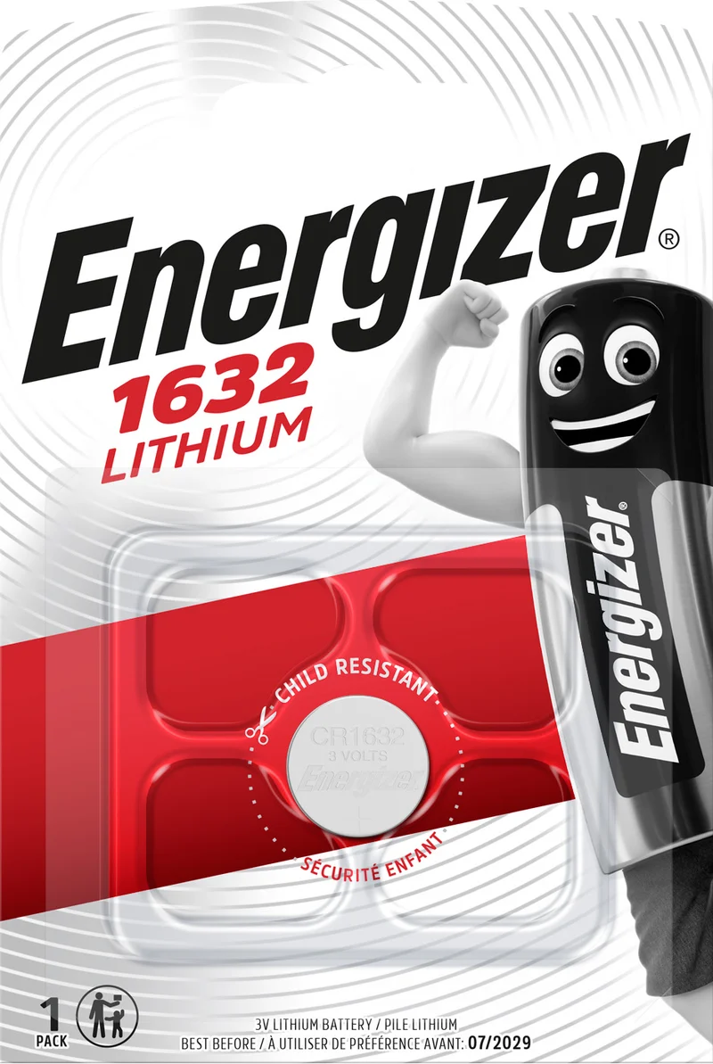 Energizer Batterie Lithium, Knopfzelle, CR1632, 3V Electronics, Retail Blister (1-Pack)