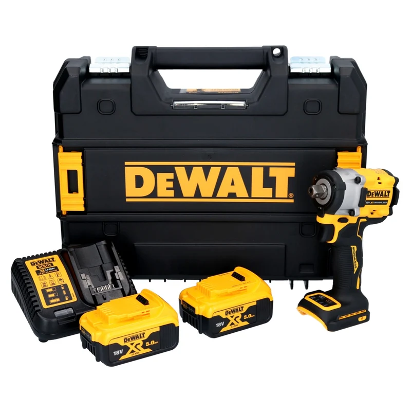 DeWalt DCF 922 P2T Akku Schlagschrauber 18 V 400 Nm 1/2" Brushless + 2x Akku 5,0 Ah + Ladegerät + TSTAK