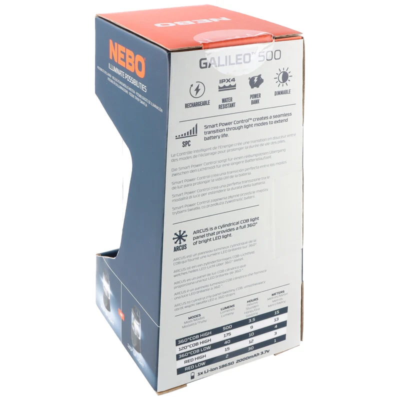 NEBO NEB-LTN-1000-G GALILEO™ 500, Campinglampe mit Powerbankfunktion und 360 Grad Licht, mit Dimmfunktion