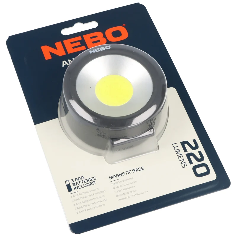 NEBO LED Arbeitsleuchte ANGLE LIGHT mit Magnet 220lm und 3.5h Leuchtdauer wasserfest IPX4