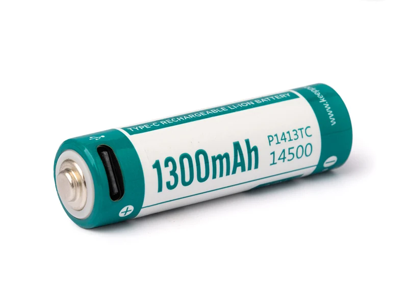 Keeppower 14500 - 1300mAh Li-Ionen 3,7V - 3,6V mit USB Lademöglichkeit und PCB P1413TC