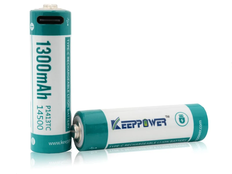 Keeppower 14500 - 1300mAh Li-Ionen 3,7V - 3,6V mit USB Lademöglichkeit und PCB P1413TC