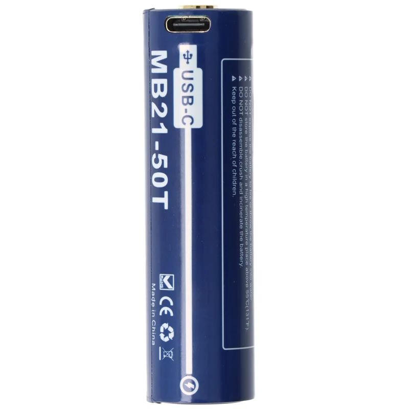 AccuCell 21700 Li-ion Akku 5000mAh, 21750, USB-C, max. Entladestrom 25A, 76,8 x 21,2mm