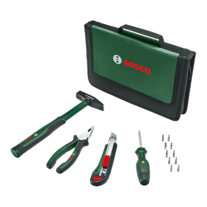 Bosch Easy Starter Handwerkzeug Set 14 teilig ( 1600A02BY3 ) Kombinationszange / Schraubendreher / Cuttermesser / Hammer